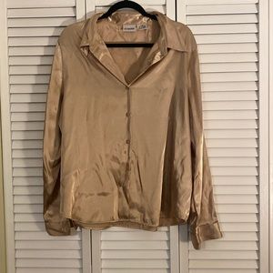 Metallic gold button down blouse